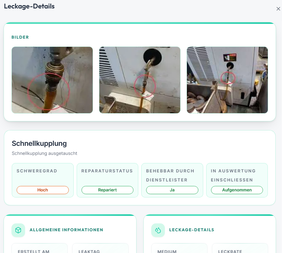 Innuvis Leckagedetails – Erfassung und Auswertung